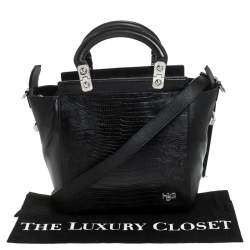 Pre Owned Givenchy Black Croc Embossed Leather Satchel