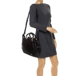 Pre Owned Givenchy Black Croc Embossed Leather Satchel