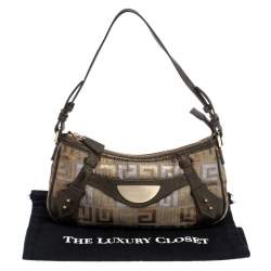 Pre Owned حقيبة جيفنشي "بوغويت" جلد و كانفاس مونوغرامي بيج وميتاليك