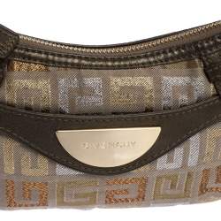 Pre Owned حقيبة جيفنشي "بوغويت" جلد و كانفاس مونوغرامي بيج وميتاليك