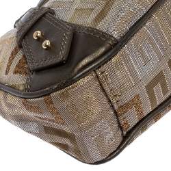 Pre Owned حقيبة جيفنشي "بوغويت" جلد و كانفاس مونوغرامي بيج وميتاليك