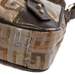 Pre Owned حقيبة جيفنشي "بوغويت" جلد و كانفاس مونوغرامي بيج وميتاليك