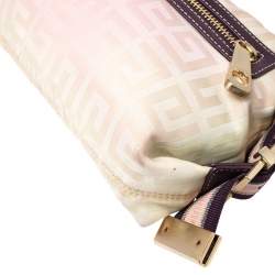 Pre Owned حقيبة جيفنشي "بوغويت" بجيبين متماثلين بسحابكانفاس مطبوع بشعار المار كة ورديفاتح و كريمي 
