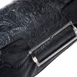 مملوكة مسبقًا حقيبة جيفنشي بيد علوية جلد بنقوش بايزلي بارزة أسود