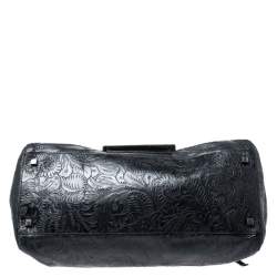 مملوكة مسبقًا حقيبة جيفنشي بيد علوية جلد بنقوش بايزلي بارزة أسود