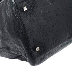 مملوكة مسبقًا حقيبة جيفنشي بيد علوية جلد بنقوش بايزلي بارزة أسود