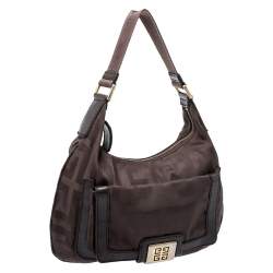 مملوكة مسبقًا Givenchy Brown Signature Fabric and Leather Hobo