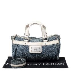 Pre Owned حقيبة كروس جيفنشي دينم وجلد أزرق/أبيض