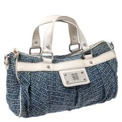 Pre Owned حقيبة كروس جيفنشي دينم وجلد أزرق/أبيض