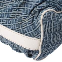 Pre Owned حقيبة كروس جيفنشي دينم وجلد أزرق/أبيض