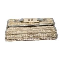 Givenchy Ivory Fabric Flap Compact Wallet