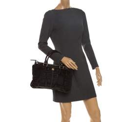 Pre Owned حقيبة جيفنشي جلد ونايلون مونوغرامية سوداء