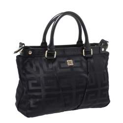 Pre Owned حقيبة جيفنشي جلد ونايلون مونوغرامية سوداء