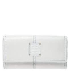 Pre Owned Givenchy White Leather Continental Wallet