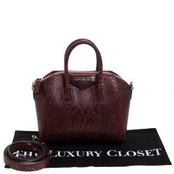مملوكة مسبقًا Givenchy Burgundy Python Mini Antigona Satchel