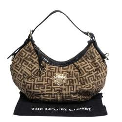 Pre Owned Givenchy Brown/Black Monogram Canvas and Leather Hobo