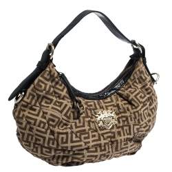 Pre Owned Givenchy Brown/Black Monogram Canvas and Leather Hobo