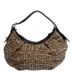 Pre Owned Givenchy Brown/Black Monogram Canvas and Leather Hobo