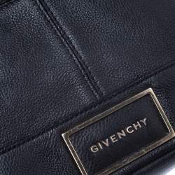 Pre Owned Givenchy Black Leather Logo Hobo