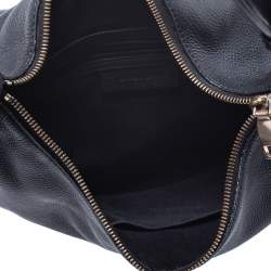 Pre Owned Givenchy Black Leather Logo Hobo
