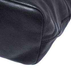 Pre Owned Givenchy Black Leather Logo Hobo