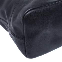 Pre Owned Givenchy Black Leather Logo Hobo