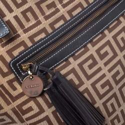 مملوكة مسبقًا حقيبة يد جيفنشي سحاب شراشيب جلد وكافاس مونوغرامية بنية