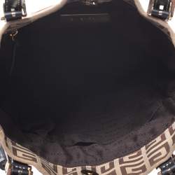 مملوكة مسبقًا حقيبة يد جيفنشي سحاب شراشيب جلد وكافاس مونوغرامية بنية