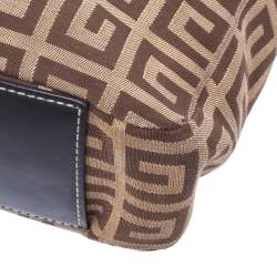 مملوكة مسبقًا حقيبة يد جيفنشي سحاب شراشيب جلد وكافاس مونوغرامية بنية