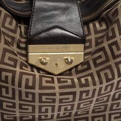 Pre Owned حقيبة جيفنشي قلاب جلد وكانفاس مونوغرامية بنية