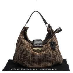 Pre Owned حقيبة جيفنشي قلاب جلد وكانفاس مونوغرامية بنية