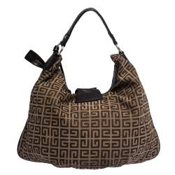 Pre Owned حقيبة جيفنشي قلاب جلد وكانفاس مونوغرامية بنية