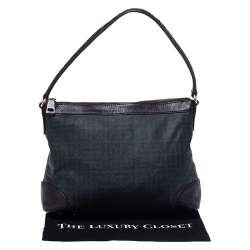 مملوكة مسبقًا Givenchy Black/Dark Brown Monogram Coated Canvas and Leather Hobo