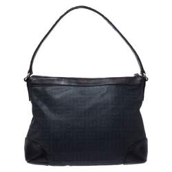 مملوكة مسبقًا Givenchy Black/Dark Brown Monogram Coated Canvas and Leather Hobo