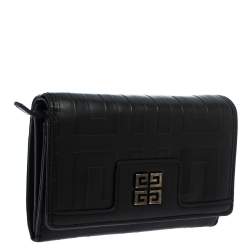 Pre Owned Givenchy Black Monogram Leather Flap Wallet