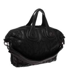 Pre Owned Givenchy Black Leather and Nylon Medium Nightingale Satchel