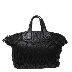 Pre Owned Givenchy Black Leather and Nylon Medium Nightingale Satchel