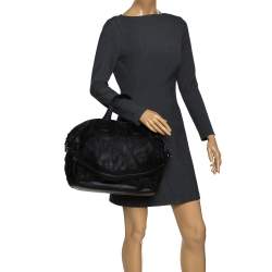 Pre Owned Givenchy Black Leather and Nylon Medium Nightingale Satchel