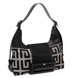 Pre Owned حقيبة كتف جيفنشي كانفاس وجلد مونوغرامية  رصاصية / سوداء 