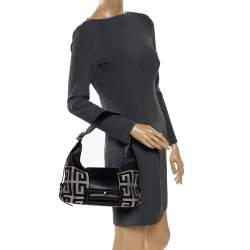 Pre Owned حقيبة كتف جيفنشي كانفاس وجلد مونوغرامية  رصاصية / سوداء 