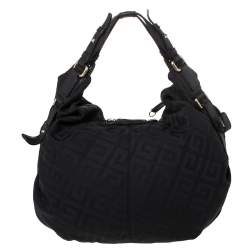 Givenchy Black Monogram Canvas Flap Hobo