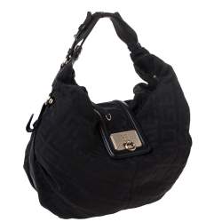 Givenchy Black Monogram Canvas Flap Hobo