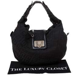 Givenchy Black Monogram Canvas Flap Hobo