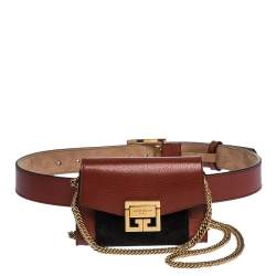 Givenchy Brown/Black Leather and Suede GV3 Belt Bag