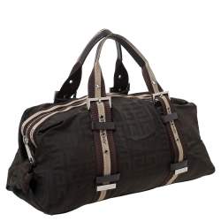 Pre Owned حقيبة جيفنشي نايلون وجلد بني داكن مونوغرامي