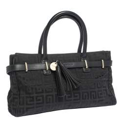 Pre Owned Givenchy Black Monogram Canvas and Leather Tassel Tote 