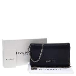 Pre Owned Givenchy Black Leather Pandora Wallet on Chain