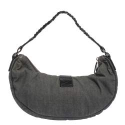 Pre Owned Givenchy Grey/Black Denim and Leather Hobo
