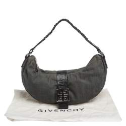 Pre Owned Givenchy Grey/Black Denim and Leather Hobo