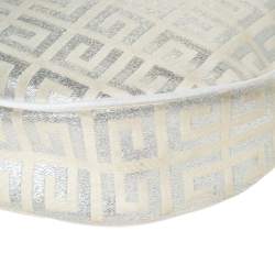 Pre Owned حقيبة جيفنشي كانفاس مونوغرامي وجلد أبيض / فضي بشراشيب